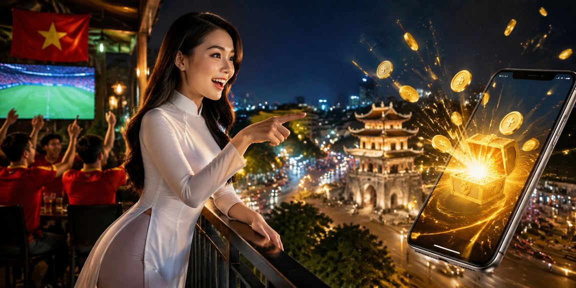 Người dùng Hà Nội nạp tiền thưởng thể thao qua điện thoại với trang phục áo dài truyền thống