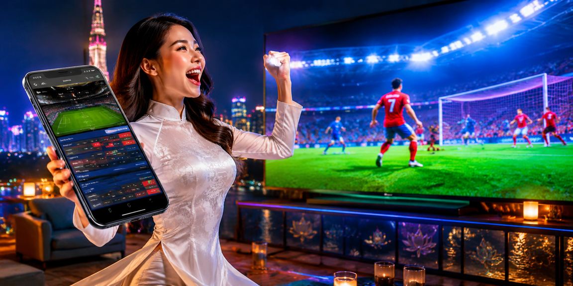Người phụ nữ mặc áo dài tại Thành phố Hồ Chí Minh sử dụng điện thoại đăng ký tài khoản cá cược thể thao